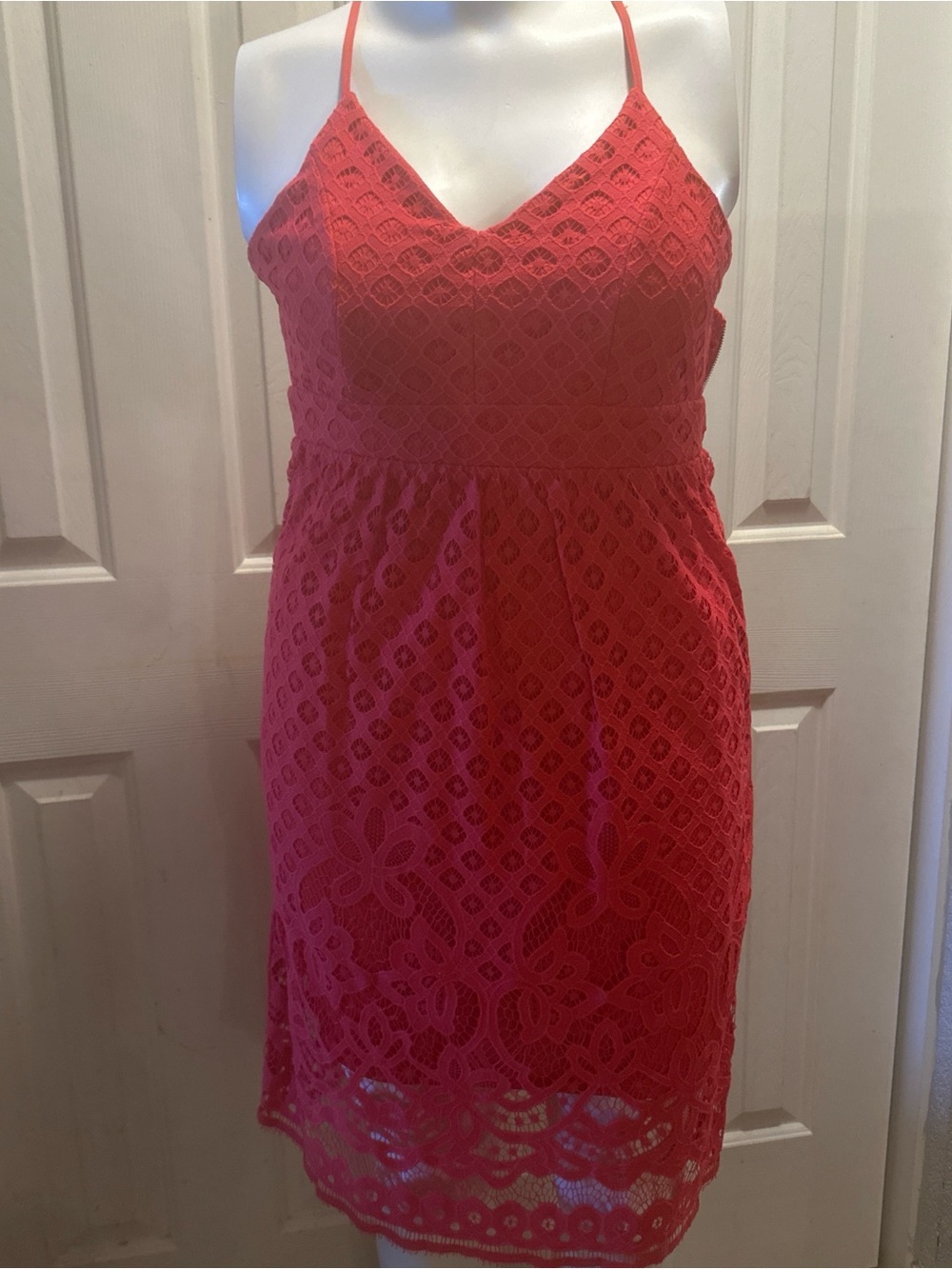 Dex  Lace Spaghetti-Strap Midi Dress